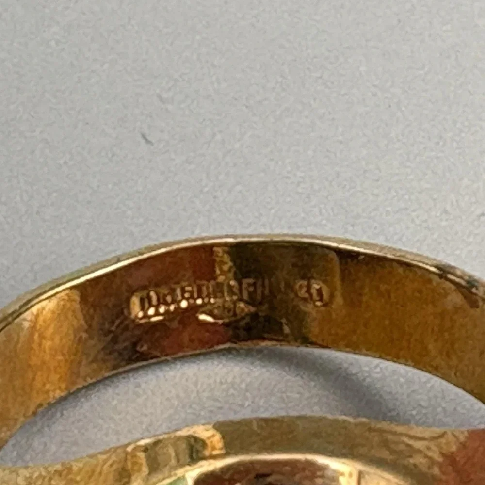 Vintage Mens 10k Gold Filled Ring Clear Stone 12.75 MCM Bold Statement 7.95g